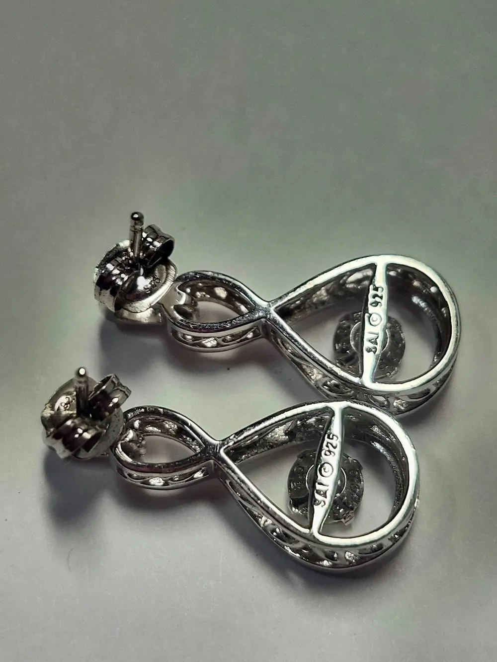 Swarovski Sterling Silver Infinity Drop Earrings with Clear Swinging Crystals